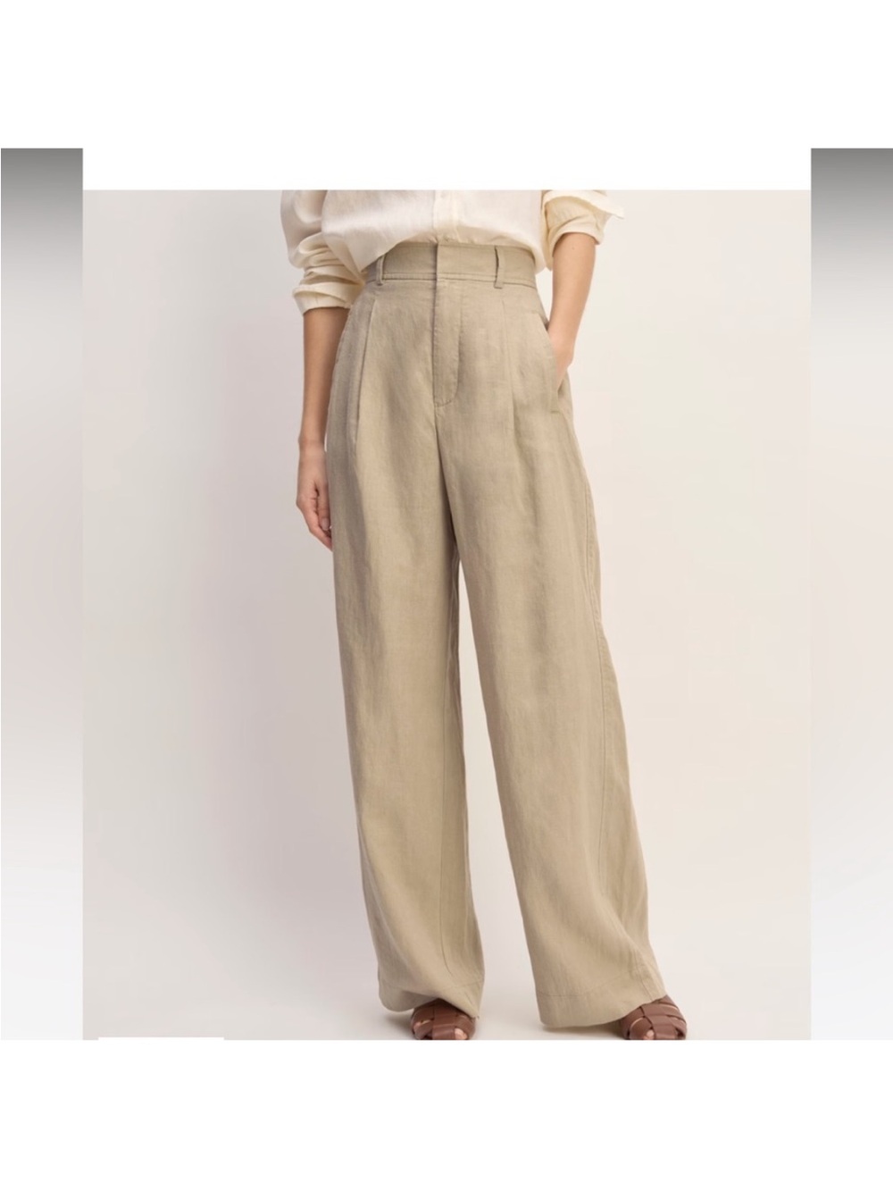 NWT EVERLANE High-Waist Wide-Leg Linen Pants